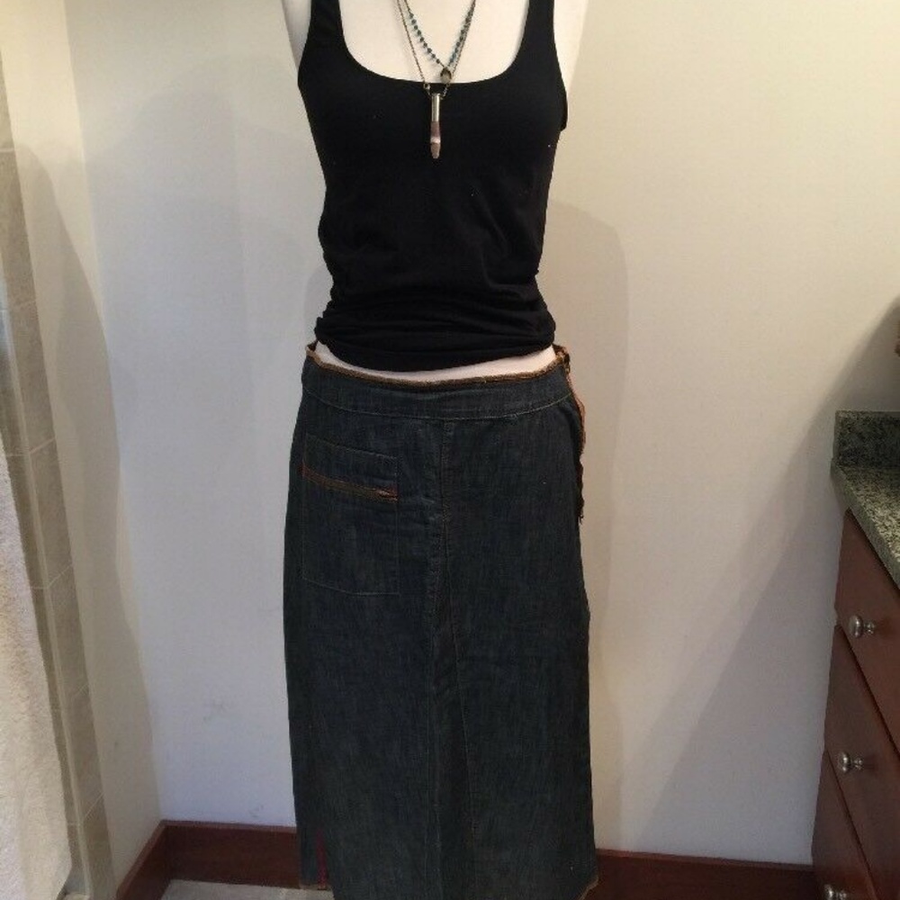 Big Blue Denim Skirt Size 10 Medium Blue Made USA
